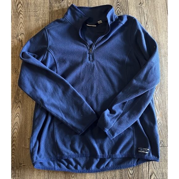 L.L. Bean Tops - L.L. Bean Women's 1/4 Zip Fleece Pullover Blue Large Long Sleeve